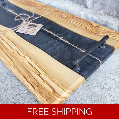 Olive Wood & Resin Charcuterie Board Set!